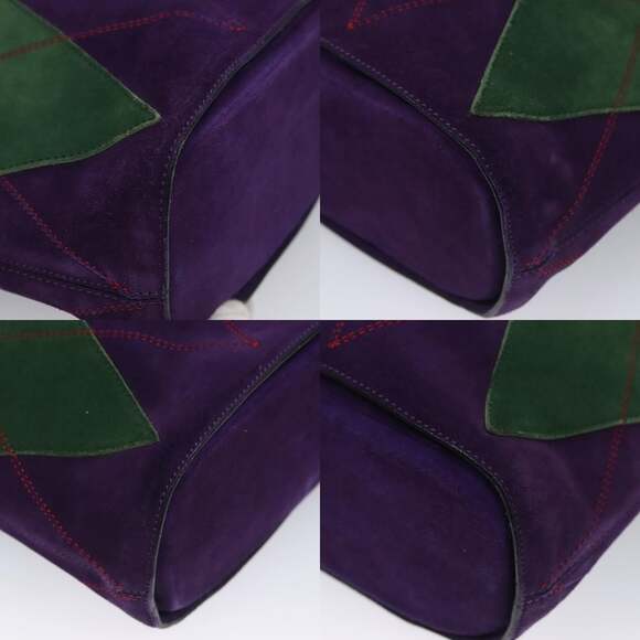 CELINE Circle Shoulder Bag Suede Purple Green Gold - Picture 10 of 12